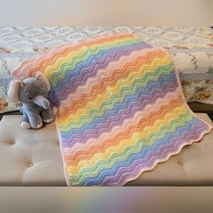 NEW Colorful Crochet Baby/ Toddler Blanket Hand-crocheted By Seller 39 X 35